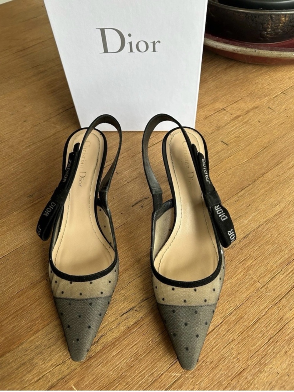 CHRISTIAN DIOR J’Adior Polka Dot Mesh Slingback - 39.5/ US 9 - Very Good Cond - Picture 2 of 8